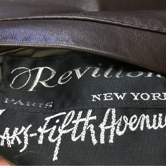 Revillon Saks 5th Avenue Brown Leather Lined By Racoon Fur Full Length Coat M-L - Picture 10 of 13